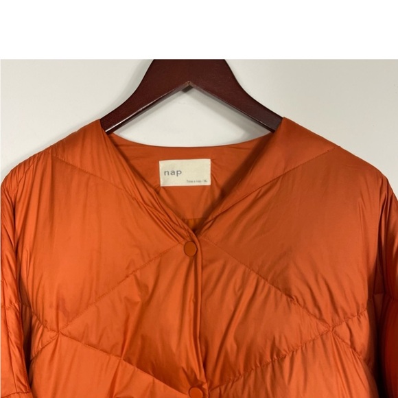 Nap Loungewear Ultra Light Down Coat in Orange Size XL - Picture 8 of 8